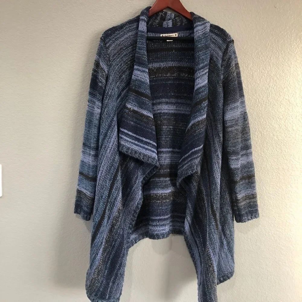 Ruff Hewn Knit Boho Blue Cardigan Shrug Sweater S